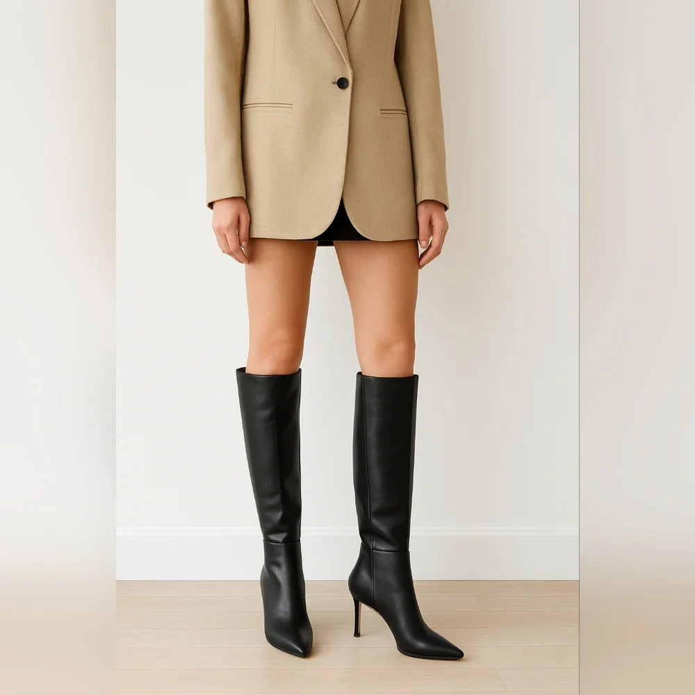 Marc Fisher Knee High Leather Boots Size 5 - Picture 1 of 14